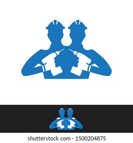 Construction male worker character vector design