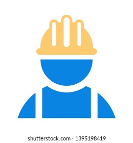 Construction male worker vector icon. Engineering vector icon isolated on white background
