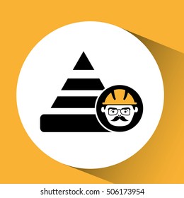 construction man and cone warning graphic vector illustration