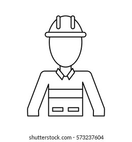 construction man helmet uniform thin line