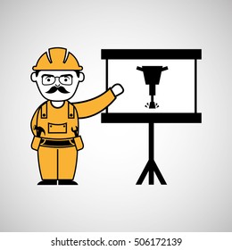 construction man jackhammer icon graphic vector illustration eps 10