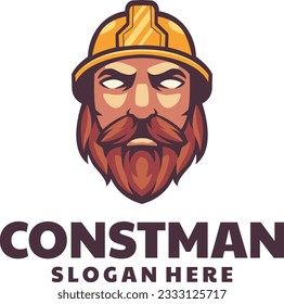 Construction Man Mascot Logo Templete