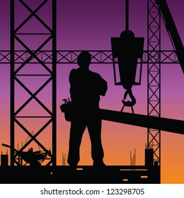 construction man on work vector art illustration