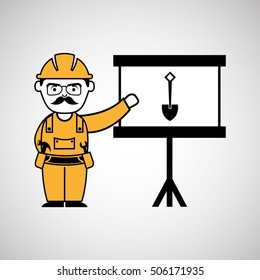 construction man and shovel graphic vector illustration
