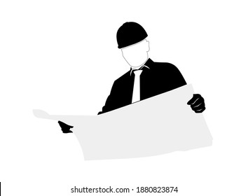 CONSTRUCTION MAN SILHOUETTE BLACK VECTOR