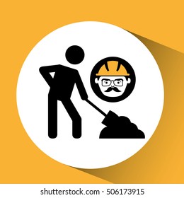 construction man and symbol worker graphic vector illustration