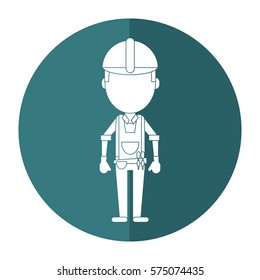 construction man with tool belt gloves shadow