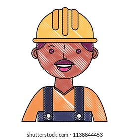 construction man worker with helmet and overalls