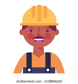 construction man worker with helmet and overalls