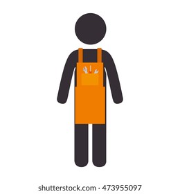 construction man worker wearing orange overall and  helmet vector illustration