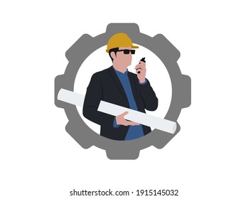 CONSTRUCTION MANAGER ICON COLOR HIGH VECTOR