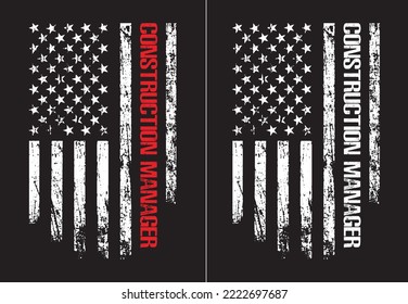 Construction Manager With USA Flag Design