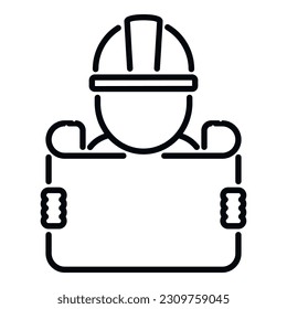 Vector de contorno de icono manual de construcción. Documento técnico. Ayuda de informes
