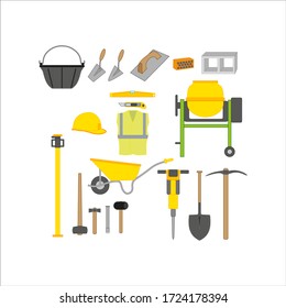 kit de herramientas de albañilería de construcción. ilustración para diseño web y móvil.