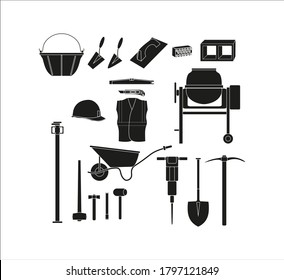 kit de herramientas de albañil de construcción. ilustración para diseño web y móvil.