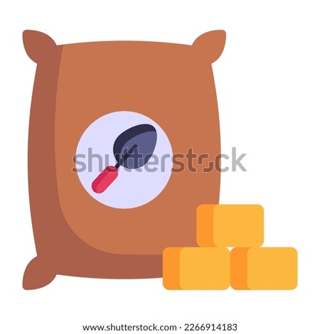 Construction material, flat icon of cement bag 