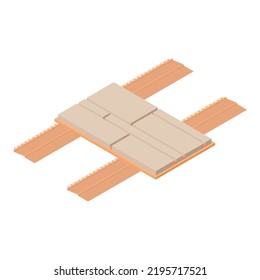 Construction Material Icon Isometric Vector. Fragment Street Tile, Mounting Plate. Construction Equipment, Repair Work