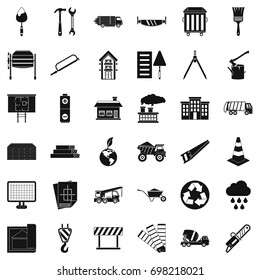Construction material icons set. Simple style of 36 construction material vector icons for web isolated on white background