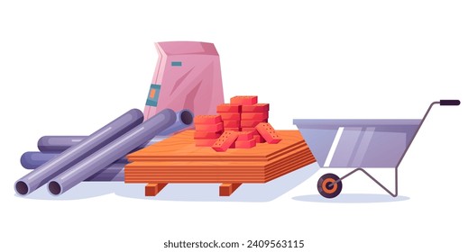 Construction materials concept. Vector flat graphic design illustration