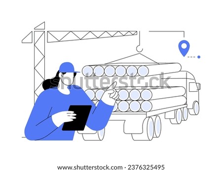 Construction materials delivery abstract concept vector illustration. Obtaining building materials process, construction management, builder daily routine, tool delivery service abstract metaphor.