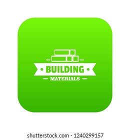 Construction materials icon green vector isolated on white background