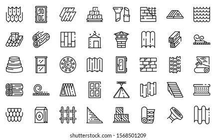 Construction materials icons set. Outline set of construction materials vector icons for web design isolated on white background