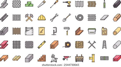 Construction materials and tools High-Quality Vector Icons Collection with Editable Stroke. Ideal for Professional and Creative Projects.
