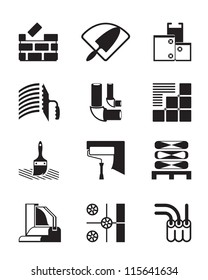 Construction materials and tools - vector illustration