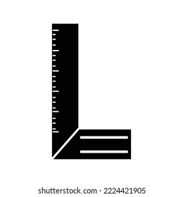 Icono de regla cuadrada de medida de construcción | Ilustración del vector negro |