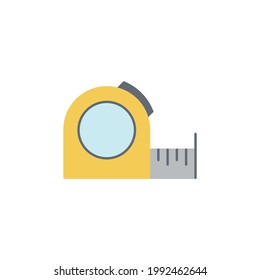Medición de construcción, icono de herramienta de medida de cinta en icono de color, aislado en fondo blanco 