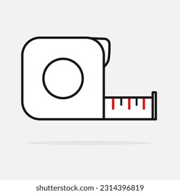 Construction measurement, measuring tape tool icon in flat line style, isolated on white background. Vector illustration.