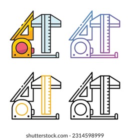 Construction measurement tool icon design in four variation color