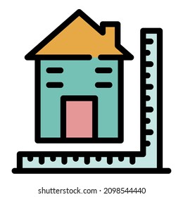 Construction measurements icon. Outline construction measurements vector icon color flat isolated