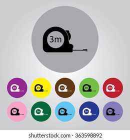 Construction measuring tape illustration. Vector icons three meters