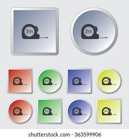 Construction measuring tape illustration. Vector icons three meters