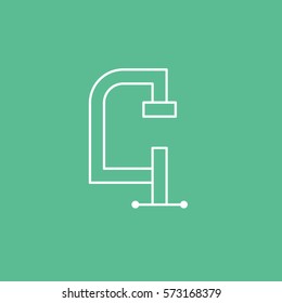 Construction Measuring Tool Line Icon On Green Background