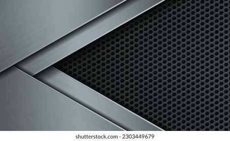 Construction from metal plates on dark perforated background. Vector illustration.