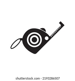 Icono de herramienta de cinta del medidor de construcción | Ilustración del vector negro |