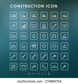 construction minimal line icons with blur background