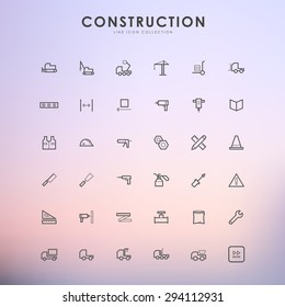 construction minimal line icons on gradient background