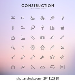 construction minimal outline icons on gradient background