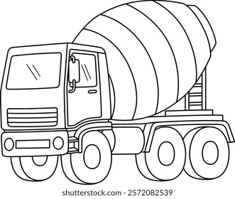 Construction Mixer Isolated Coloring Page for Kids