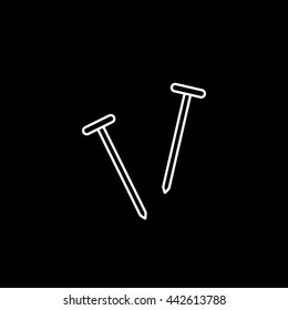 Construction Nails Line Icon On Black Background