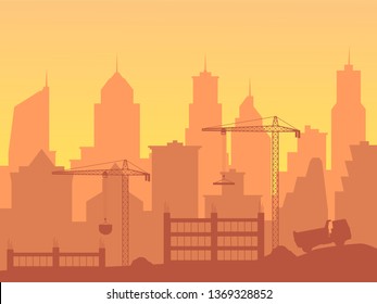 construction of a new skyscraper, an increase in the city, urbanization. EPS-10