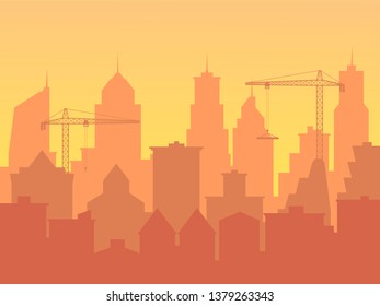 construction of a new skyscraper, an increase in the city, urbanization. EPS-10