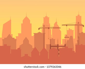 construction of a new skyscraper, an increase in the city, urbanization. EPS-10