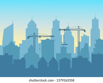 construction of a new skyscraper, an increase in the city, urbanization. EPS-10