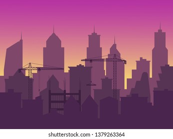 construction of a new skyscraper, an increase in the city, urbanization. EPS-10