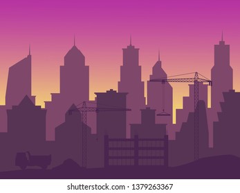 construction of a new skyscraper, an increase in the city, urbanization. EPS-10