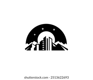 Construcción con un Vector de atmósfera nocturna Diseños Logo